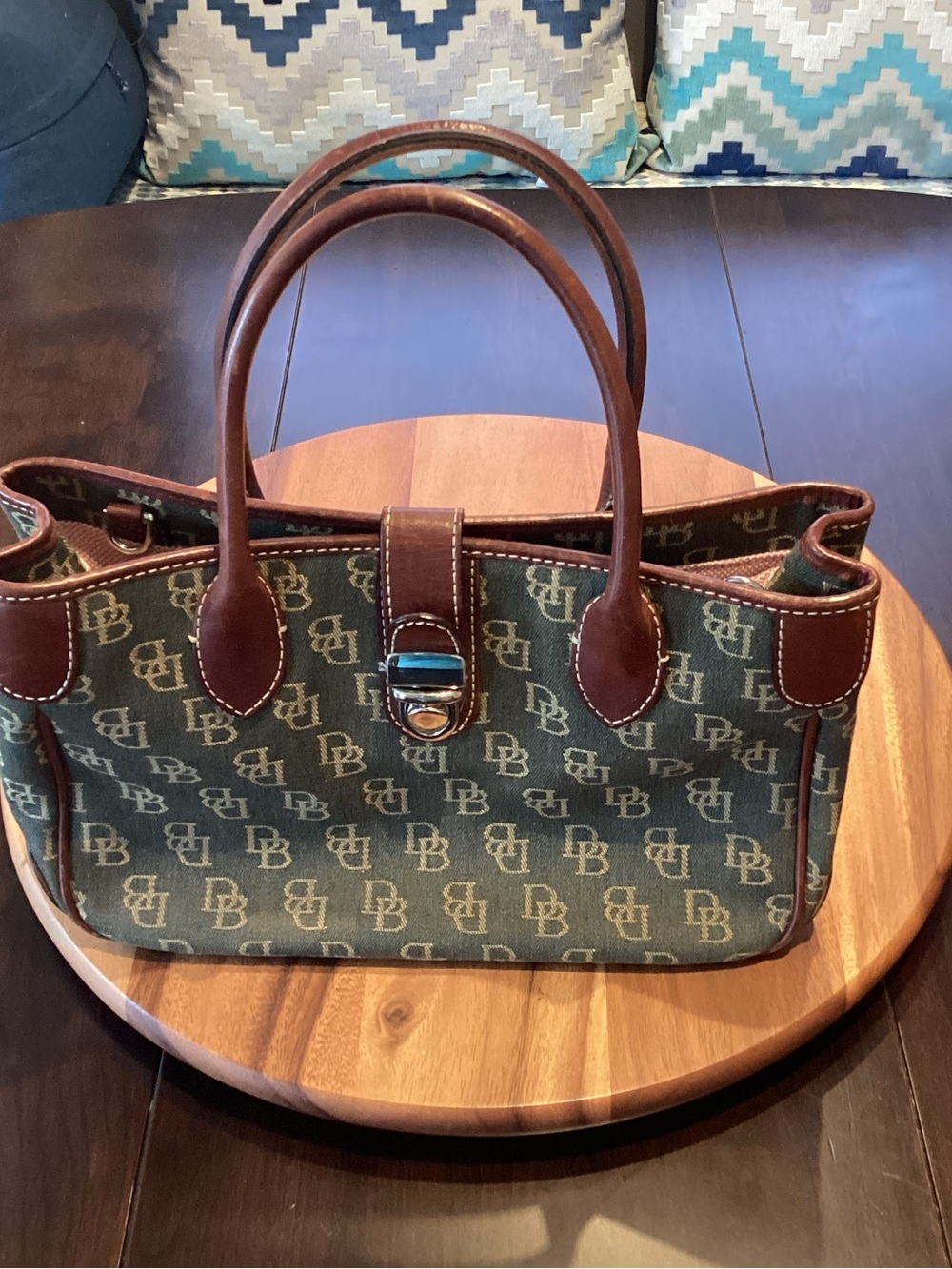 Dooney & Bourke Logo Jacquard Leather-Trim Satchel - Picture 3 of 16